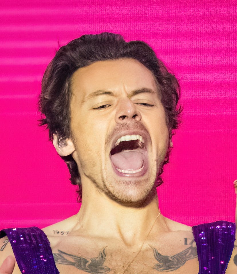 COVENTRY, ENGLAND - MAY 29: Harry Styles performs on the Main Stage at War Memorial Park on May 29,...
