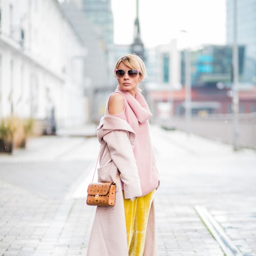 DUESSELDORF, GERMANY - DECEMBER 08: Gitta Banko wearing a pink cashmere turtleneck sweater with cut-...