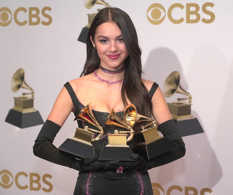 LAS VEGAS, NEVADA - APRIL 03: Olivia Rodrigo, winner of the Best New Artist and Best Pop Solo Perfor...