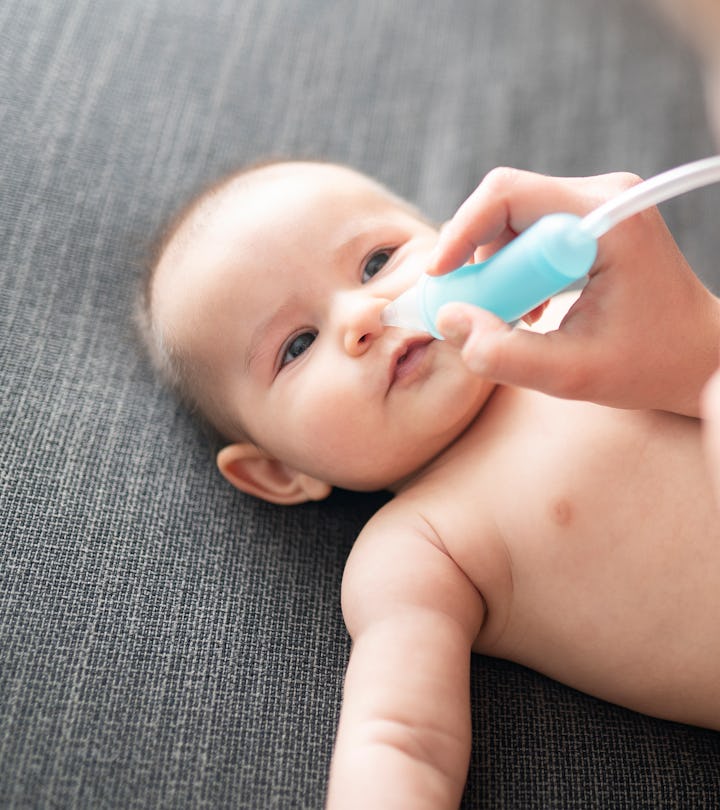 Newborn baby and nose drops