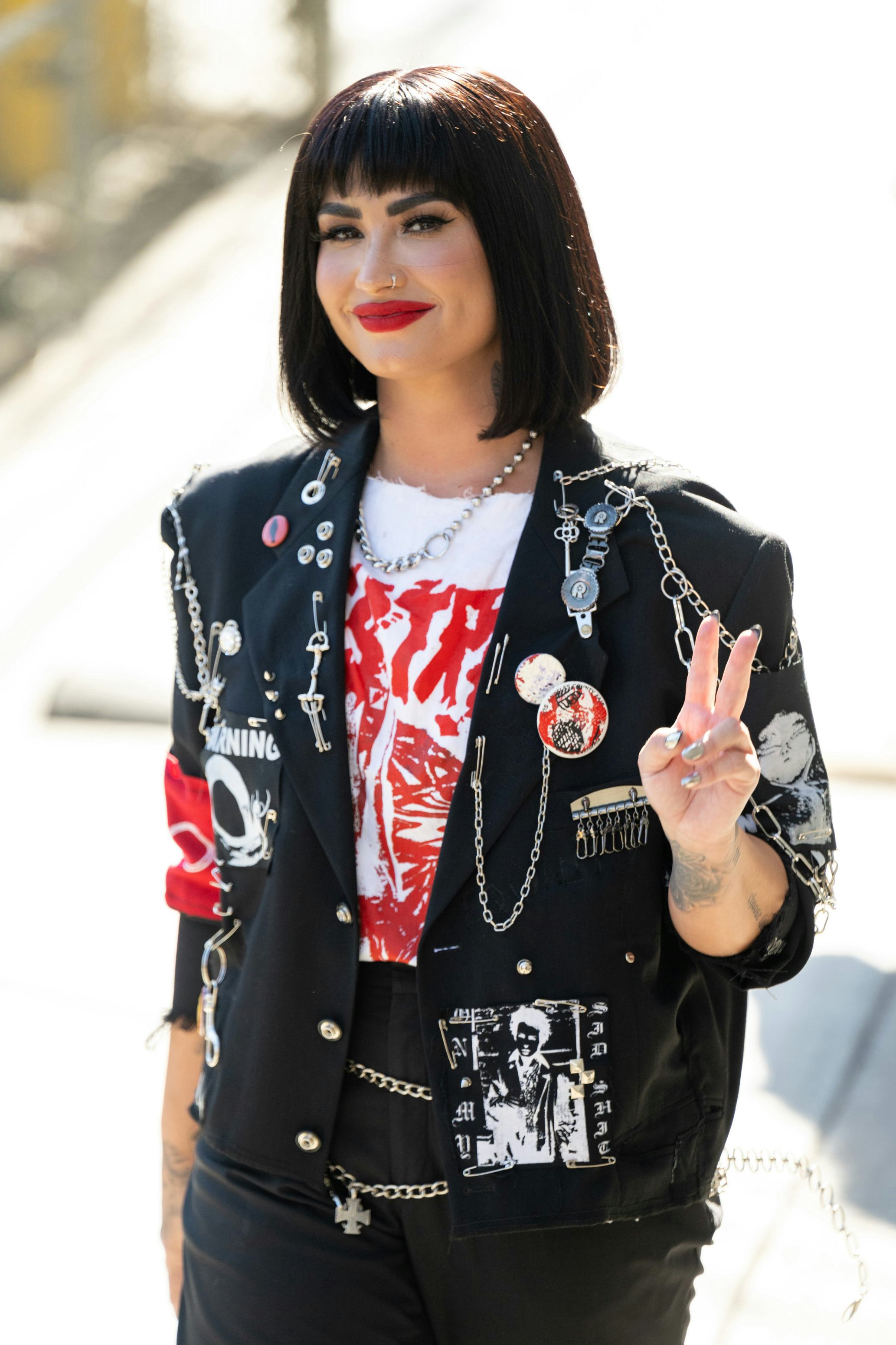 LOS ANGELES, CA - JULY 14: Demi Lovato is seen at "Jimmy Kimmel Live" on July 14, 2022 in Los Angele...