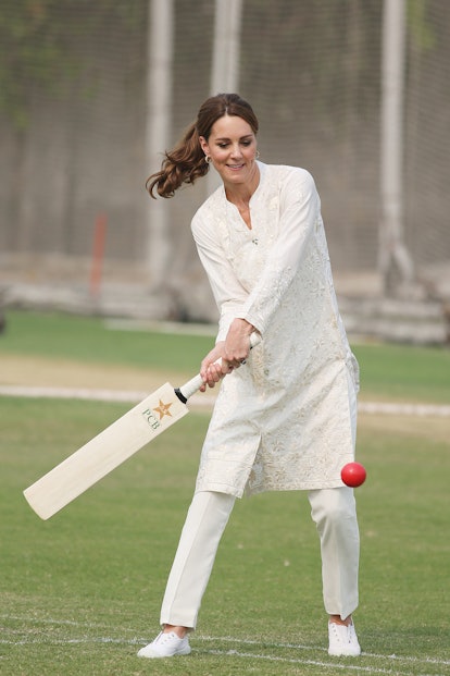 LAHORE, PAKISTAN - OCTOBER 17: Catherine, Duchess of Cambridge visits the National Cricket Academy d...