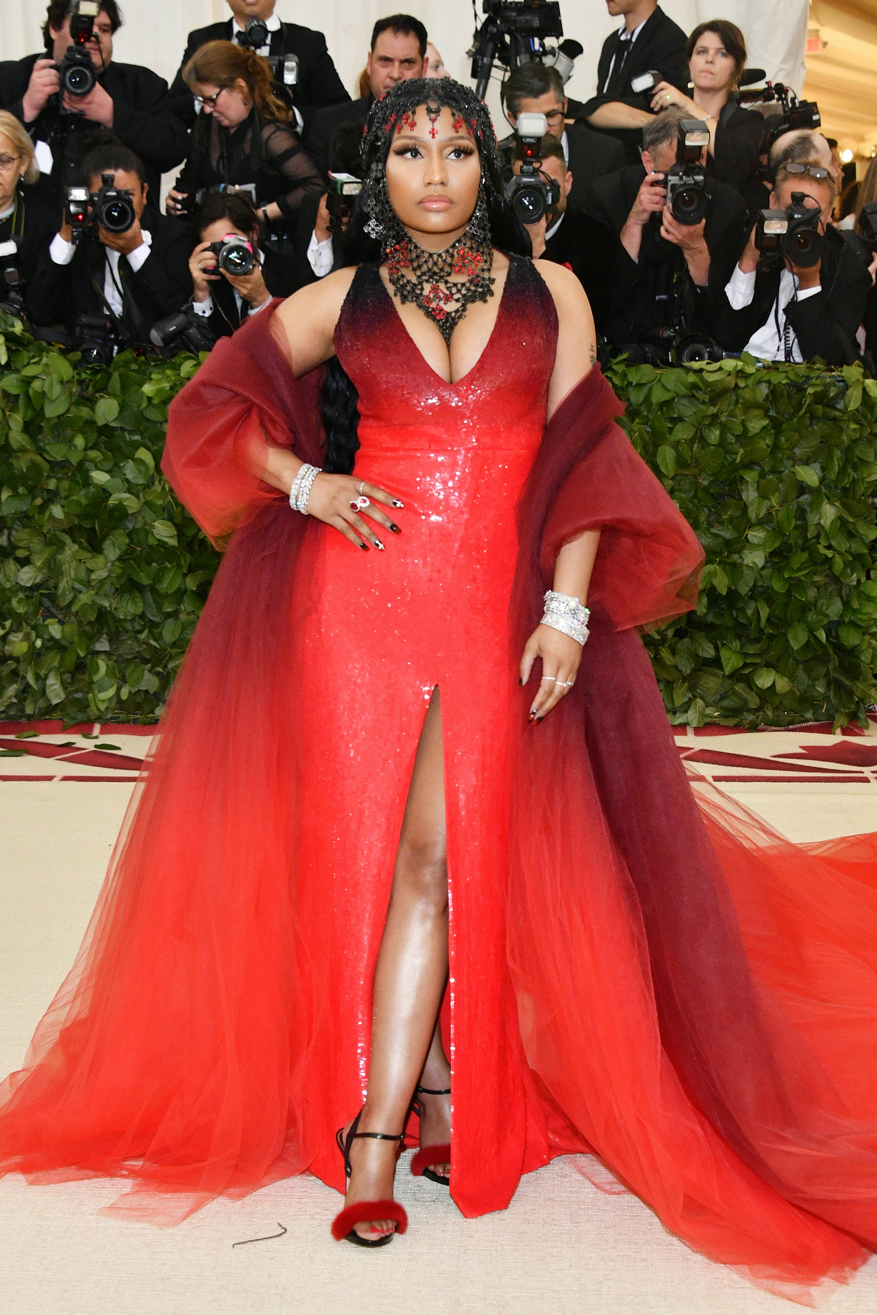 Nicki Minaj attends the Heavenly Bodies: Fashion   The Catholic Imagination Costume Institute Gala a...