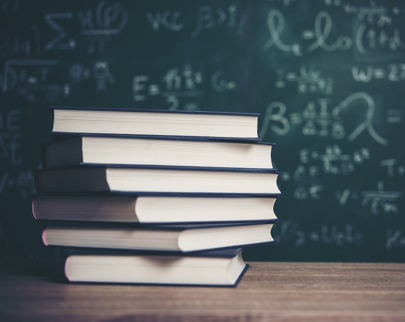 book with green board background