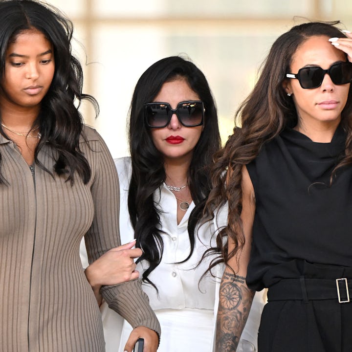 Vanessa Bryant (2R), wife of the late Los Angeles Lakers basketball player Kobe Bryant, her daughter...