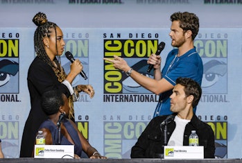 Tawny Newsome and Jack Quaid at the Strange New Worlds panel at San Diego Comic-Con 2022, Celi...