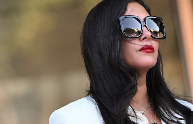 Vanessa Bryant, wife of the late Los Angeles Lakers basketball player Kobe Bryant, departs the court...