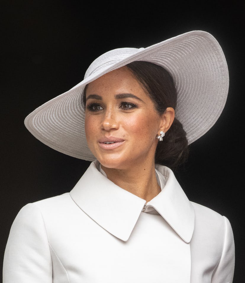LONDON, ENGLAND - JUNE 03: Meghan, Duchess of Sussex attends the National Service of Thanksgiving at...