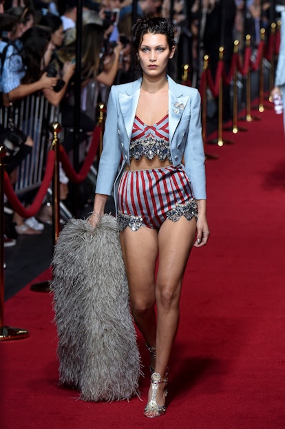 Bella Hadid walks the runway at the Marc Jacobs Spring Summer 2016 fashion show 