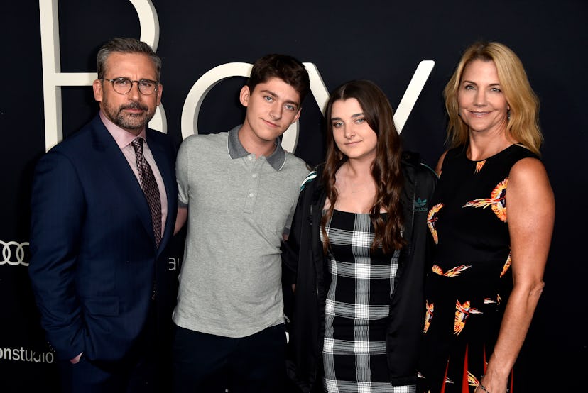 BEVERLY HILLS, CALIFORNIA - OCTOBER 08: Steve Carell, John Carell, Elisabeth Anne Carel, and Nancy …
