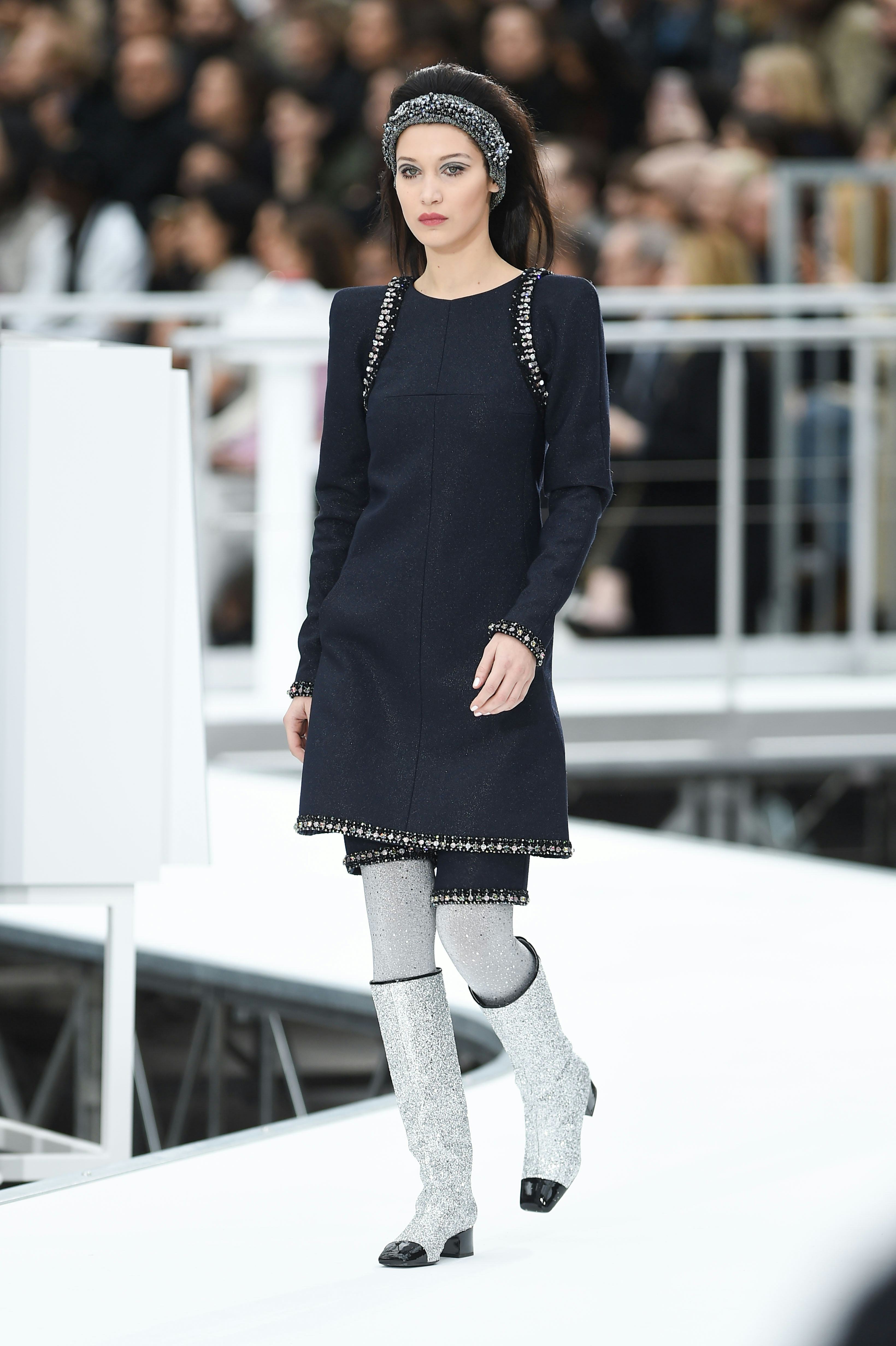 Bella Hadid walks the runway during the Chanel show as part of the Paris Fashion Week Womenswear Fal&hellip;