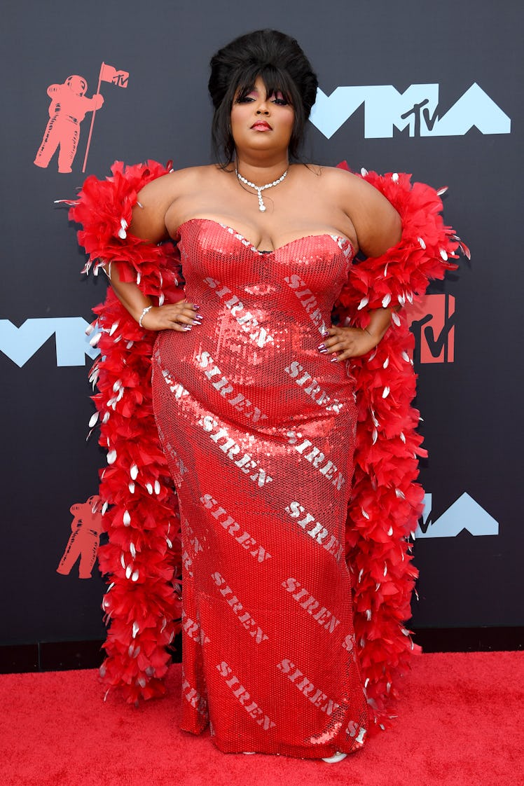 NEWARK, NEW JERSEY - AUGUST 26: Lizzo attends the 2019 MTV Video Music Awards at Prudential Center o...