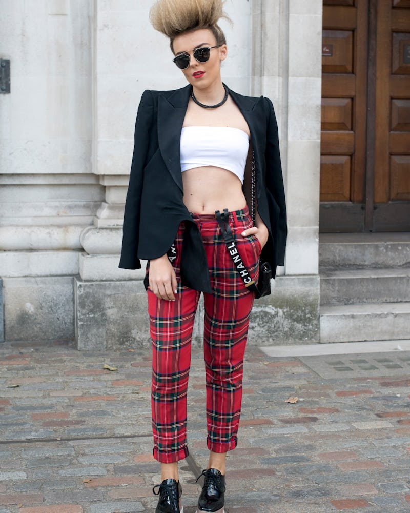 LONDON, ENGLAND - SEPTEMBER 20: Singer Tallia Storm wears an Armani jacket, River Island trousers, S...