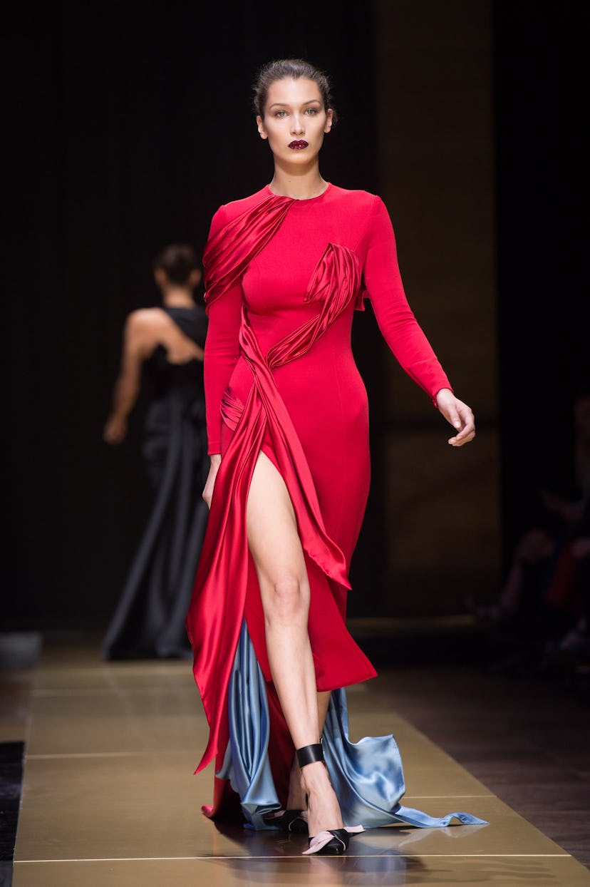 Bella Hadid walks the runway during the Versace Haute Couture Fall/Winter 2016-2017 show