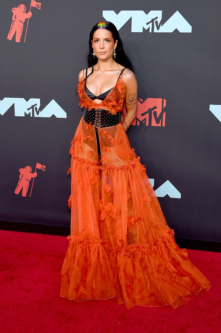 NEWARK, NEW JERSEY - AUGUST 26: Halsey attends the 2019 MTV Video Music Awards at Prudential Center ...