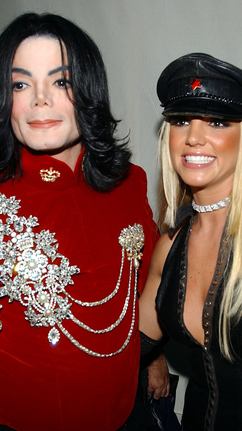 Michael Jackson and Britney Spears backstage at the 2002 MTV Video Music Awards at Radio City Music ...