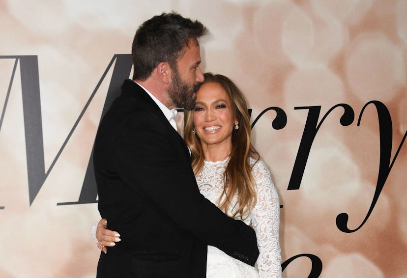 US actress Jennifer Lopez and actor Ben Affleck arrive for a special screening of “Marry Me” at the …