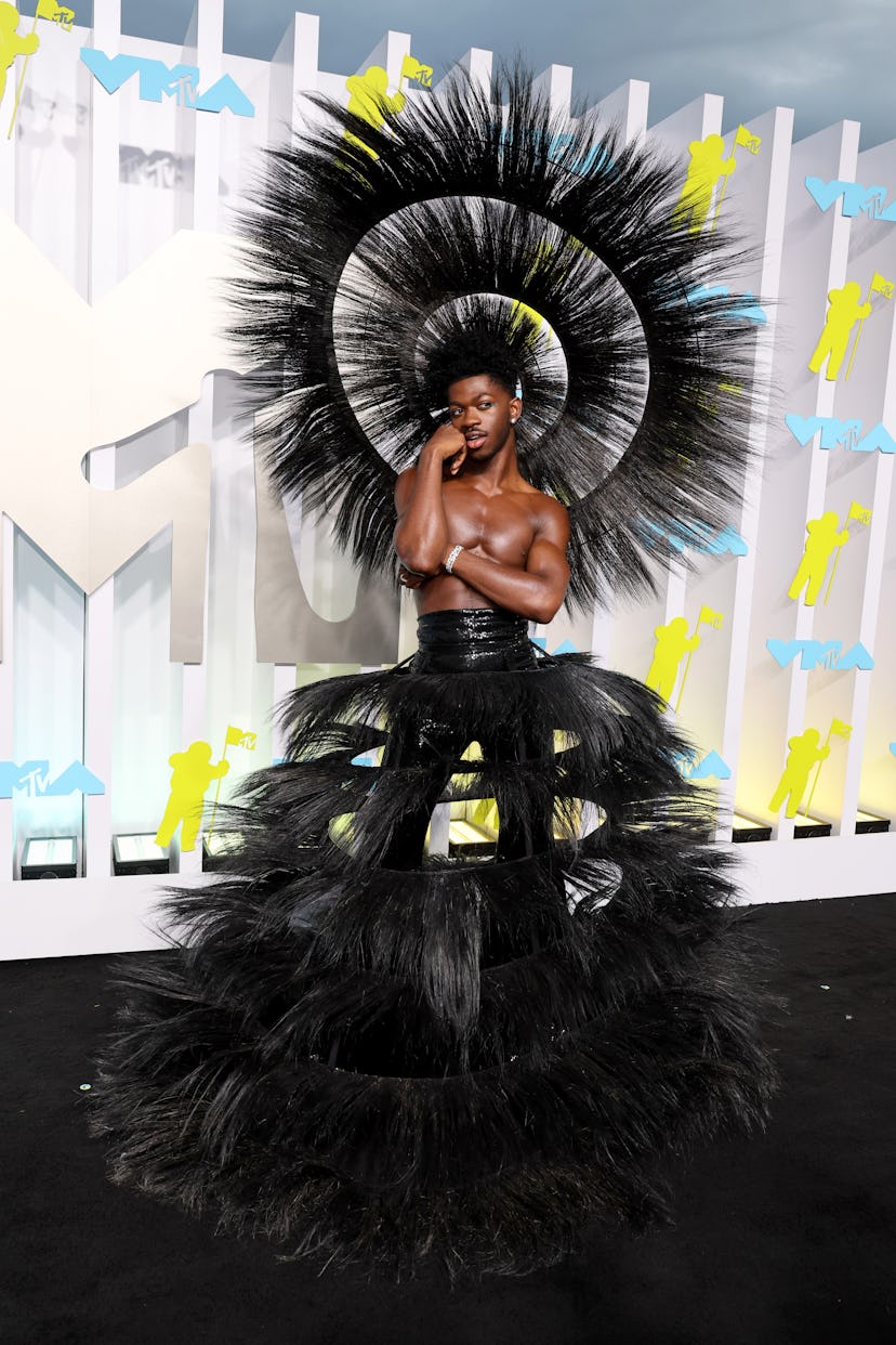 NEWARK, NEW JERSEY - AUGUST 28: Lil Nas X attends the 2022 MTV VMAs at Prudential Center on August 2...