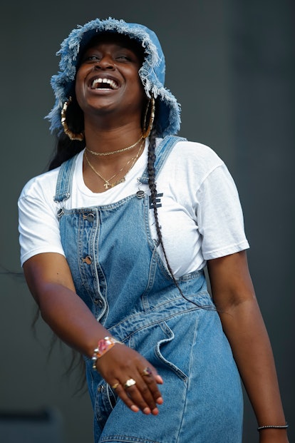 Tierra Whack performs with a denim bob on day one of Pitchfork at Union Park on July 2...