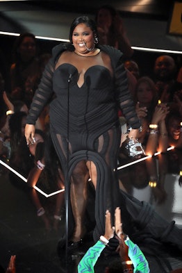 NEWARK, NEW JERSEY - AUGUST 28: Lizzo accepts the Video For Good award for 'About Damn Time' at the ...