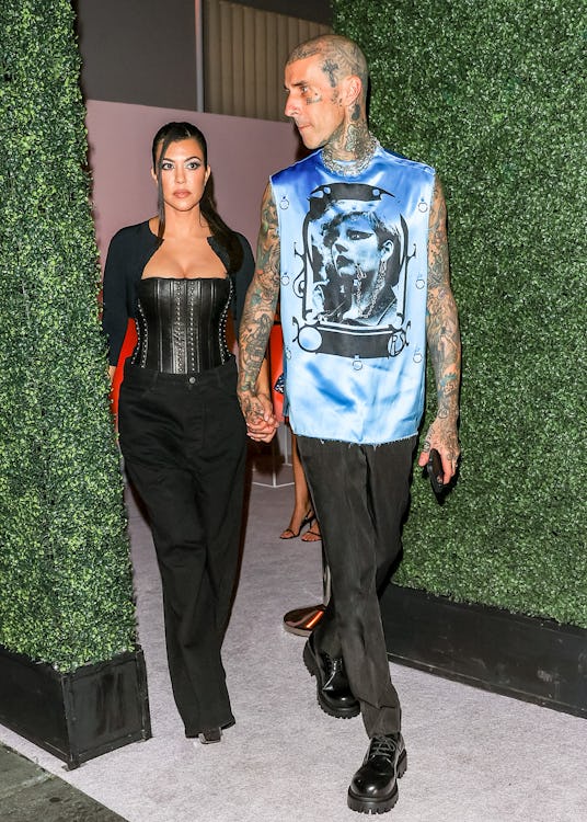 LOS ANGELES, CA - AUGUST 24: Kourtney Kardashian and Travis Barker are seen on August 24, 2022 in Lo...