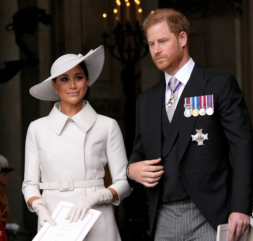 LONDON, ENGLAND - JUNE 03: Prince Harry and Meghan Markle, Duke and Duchess of Sussex leave after a ...