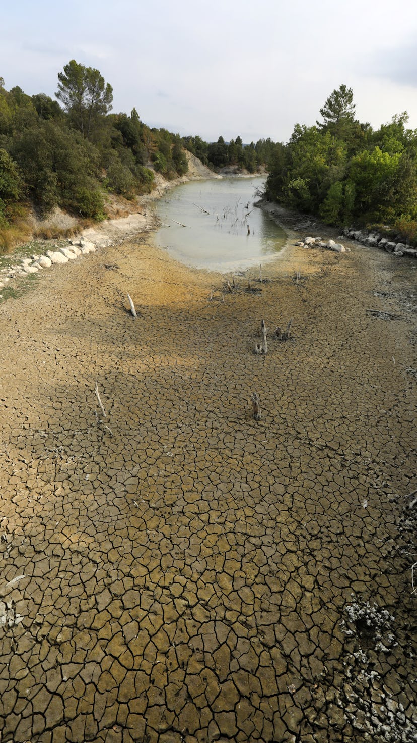 ANDUZE, FRANCE - AUGUST 13: The drought has transformed the Gardon River into a Saharan reg on Augus...