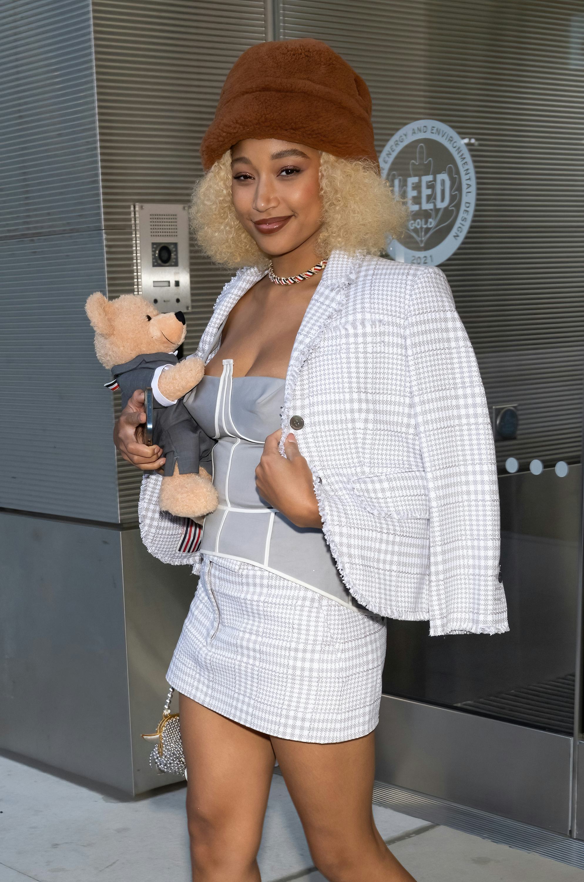 Amandla Stenberg is seen leaving Thom Browne Fall 2022 runway show at Javits Center on April 29, 202&hellip;