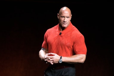 LAS VEGAS, NEVADA - APRIL 26: Actor Dwayne "The Rock" Johnson speaks onstage during CinemaCon 2022 -...