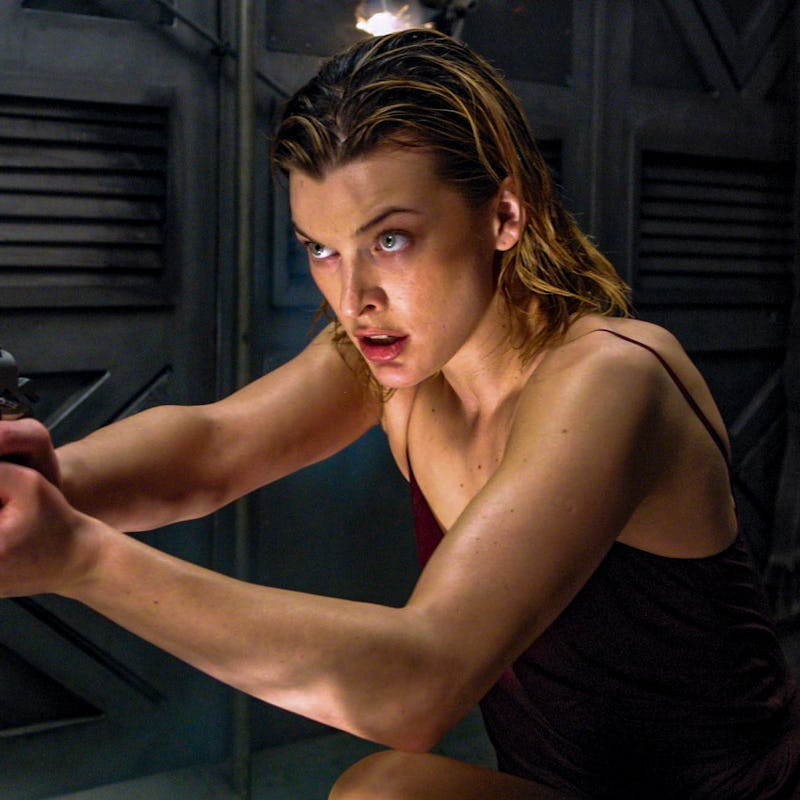 Milla Jovovich in "Resident Evil", directed by Paul W.S.Anderson (Photo by Rolf Konow/Sygma/Sygma vi...