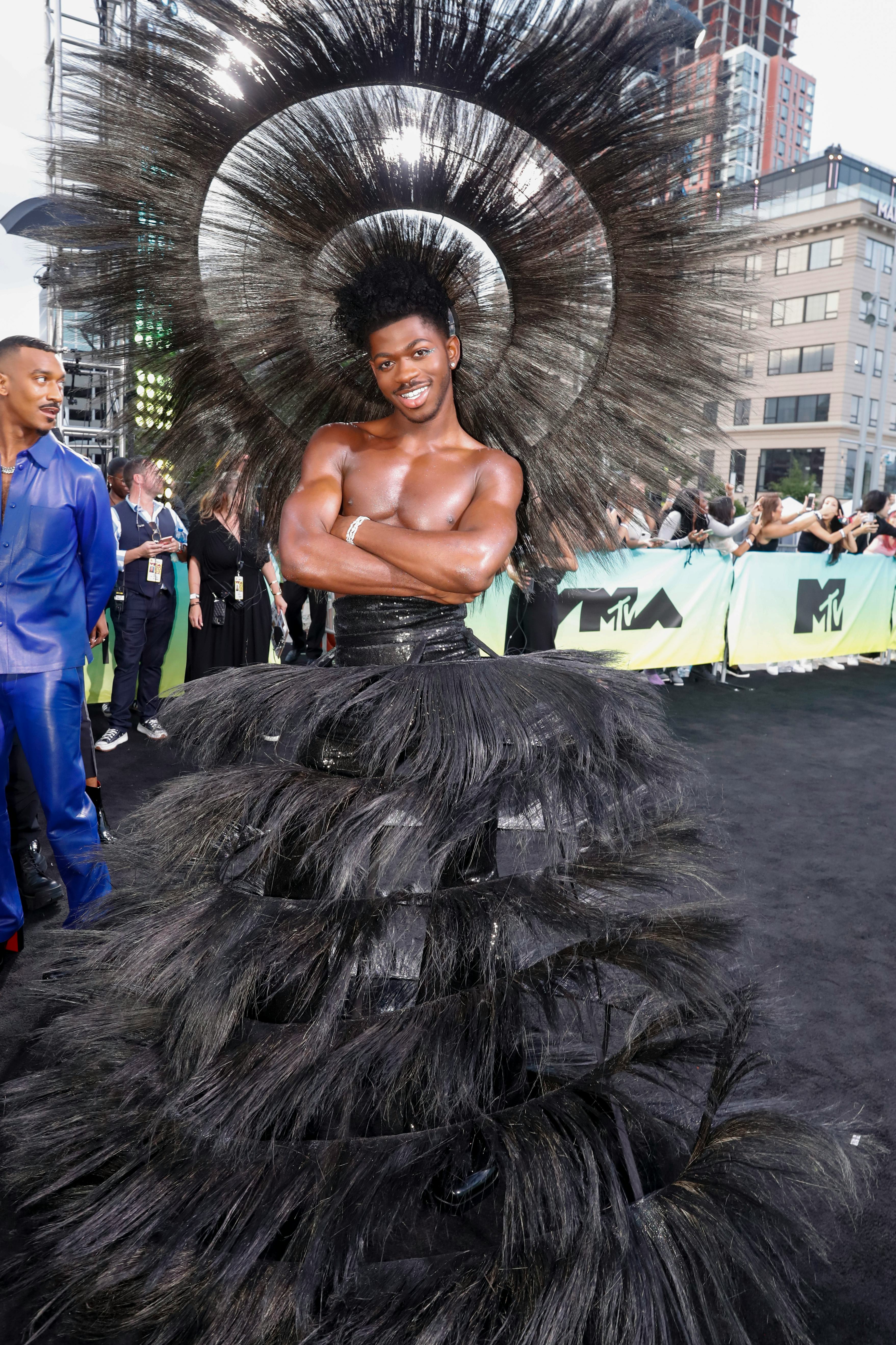 NEWARK, NEW JERSEY - AUGUST 28: Lil Nas X attends the 2022 MTV VMAs at Prudential Center on August 2...