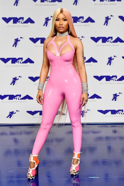 Nicki Minaj's outfit at the 017 MTV Video Music Awards was a latex bodysuit.