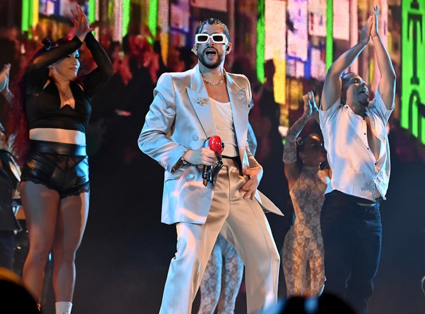 While performing his hit single “Tití Me Preguntó” at the 2022 VMAs, Bad Bunny kissed a male backup ...