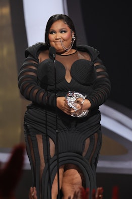 Lizzo accepts an award for Best Video for Good for "About Damn Time" onstage at the 2022 MTV VMAs at...
