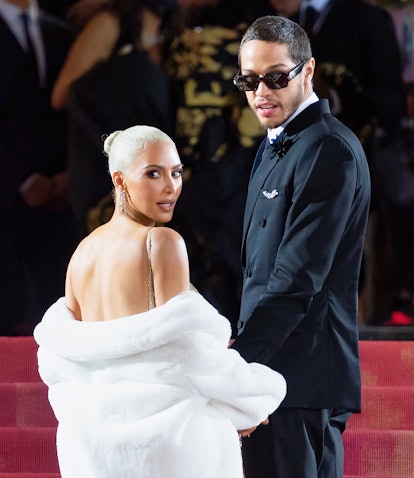 NEW YORK, NEW YORK - MAY 02: Kim Kardashian and Pete Davidson arrive to The 2022 Met Gala Celebratin...