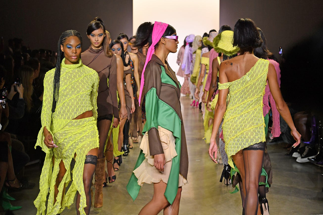 NEW YORK, NEW YORK - FEBRUARY 12:  Models walk the runway at the Kim Shui show during New York Fashi...