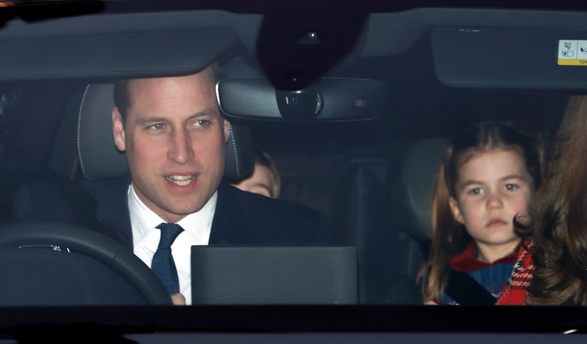 Princess Charlotte joined her dad in the car.