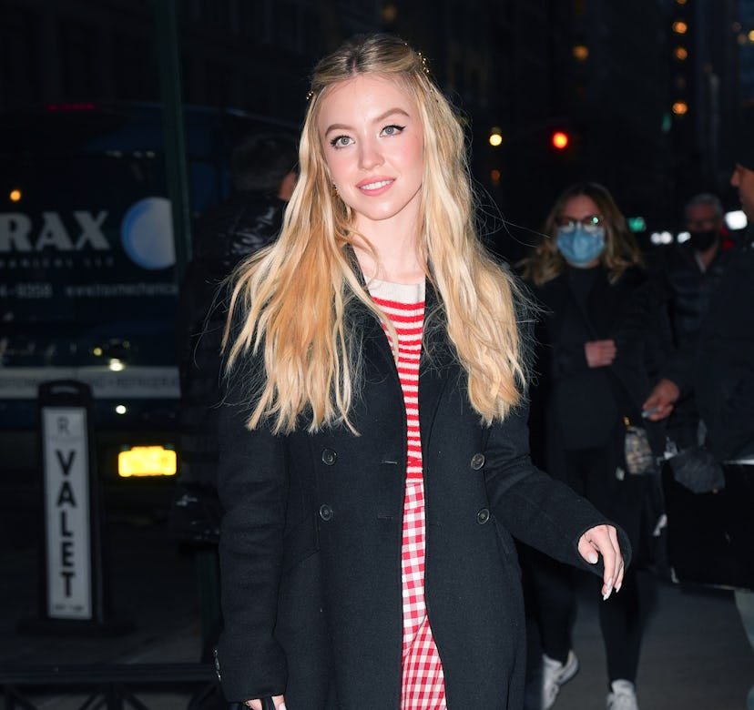NEW YORK, NEW YORK - JANUARY 19: Sydney Sweeney is seen out and about on January 19, 2022 in New Yor...