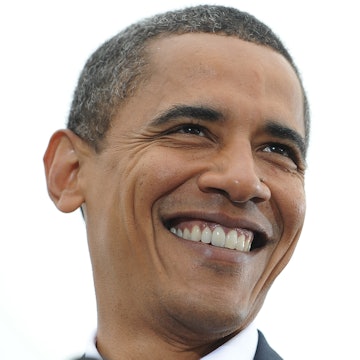 US Democratic presidential candidate Illinois Senator Barack Obama smiles at a rally October 8, 2008...