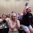 Abortion supporters react to the failed constitutional amendment proposal at the Kansas Constitution...