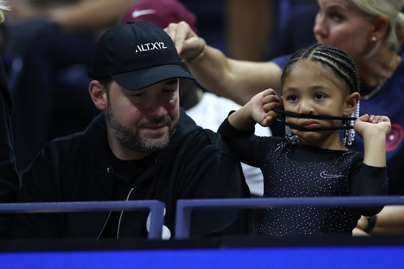 NEW YORK, NEW YORK - AUGUST 29: Alexis Ohanian and Alexis Olympia Ohanian Jr., husband and daughter ...