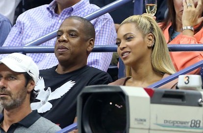 NEW YORK, NY - SEPTEMBER 1: Jay-Z and Beyoncé attend Serena Williams' Second Round Victory.
