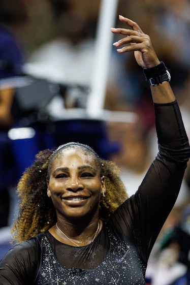 NEW YORK, NEW YORK - AUGUST 29: Serena Williams of the United States celebrates her victory over Dan...