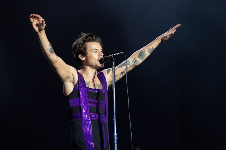 COVENTRY, ENGLAND - MAY 29:  Harry Styles performs on the Main Stage at War Memorial Park on May 29,...