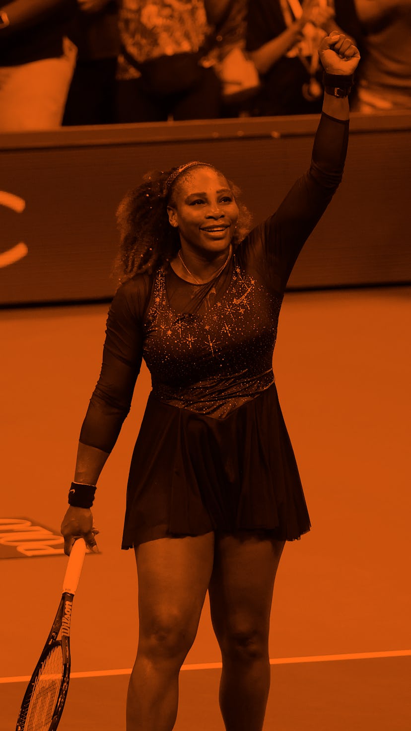 NEW YORK, NY - AUGUST 29: Serena Williams of USA celebrates her first round victory during day 1 of ...
