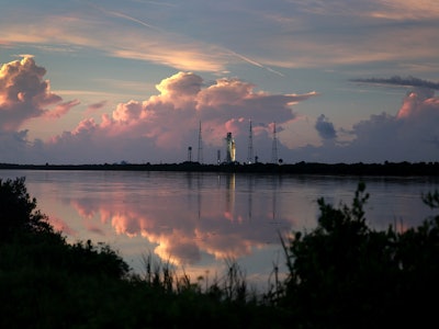 CAPE CANAVERAL, FLORIDA - AUGUST 30:  NASA's Artemis I rocket sits on launch pad 39-B at Kennedy Spa...
