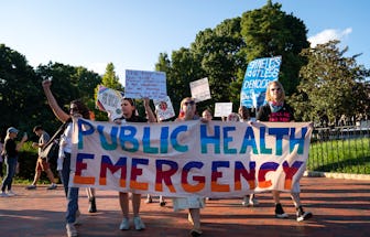 WASHINGTON, DC - AUGUST 23: Activists with "Our Rights DC" rally for abortion rights near the White ...