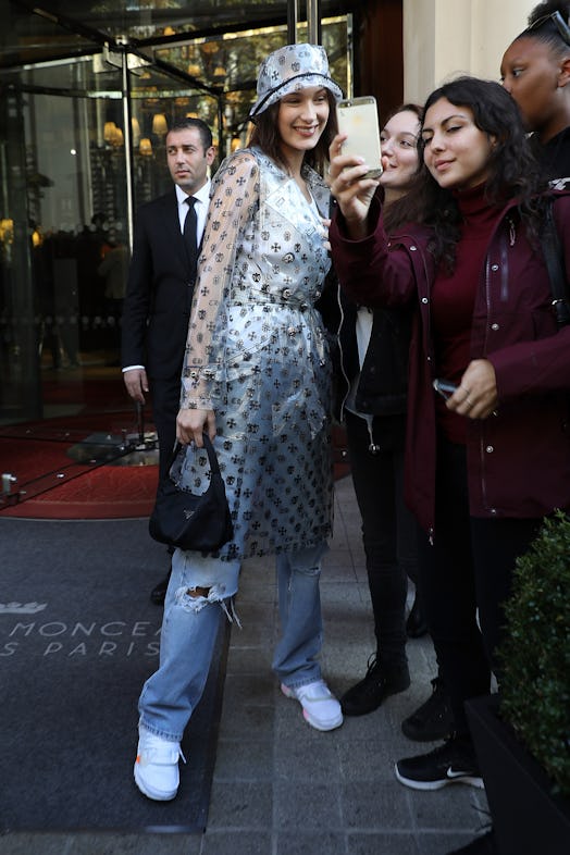 Bella Hadid leaves her hotel on September 27, 2018 in Paris, France