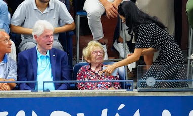 NEW YORK, NEW YORK - AUGUST 29: Bill Clinton, Dr. Ruth and Huma Abedin look on during the Women's Si...