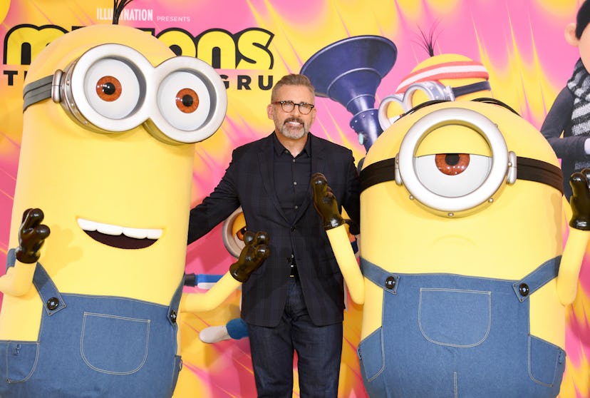 HOLLYWOOD, CALIFORNIA - JUNE 24: (L-R) Kevin the Minion, Steve Carell, and Bob the Minion attend the...